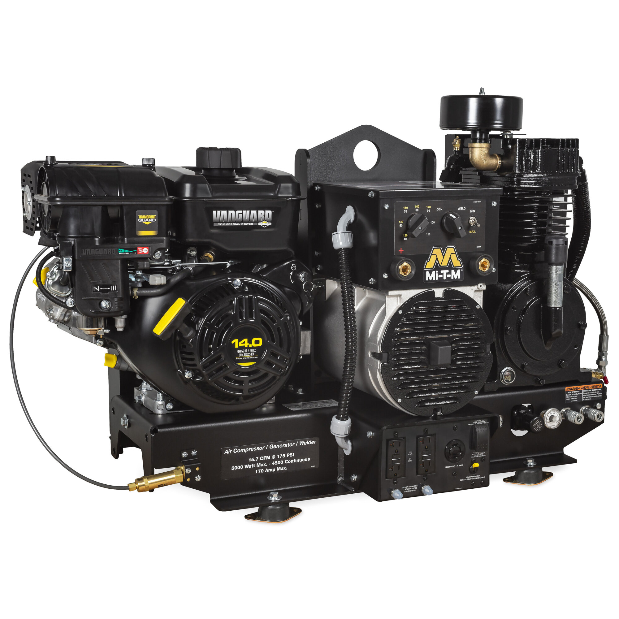 Mi-T-M AGW Series Gasoline Two-Stage Base Mount Compressor/Generator/Welder — Model# AGW-SV14-B